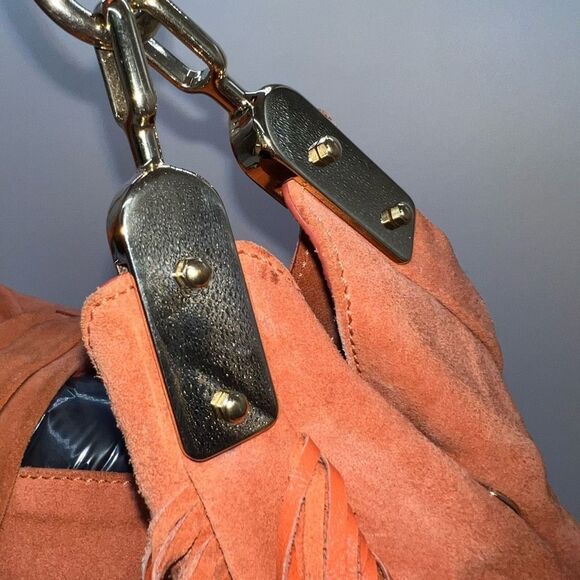 Celine RARE Dimitri Large Suede Satchel in Burnt Ochre - Picture 6 of 16